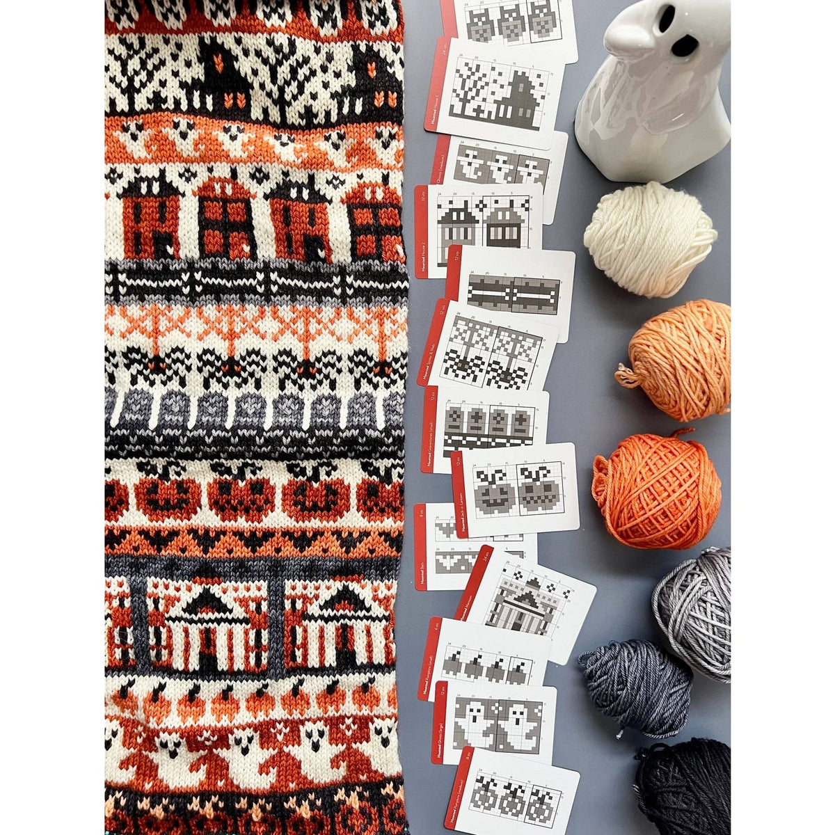Twice Sheared Sheep Halloween-themed deck of card featuring spooky designs with colorful yarn and decor