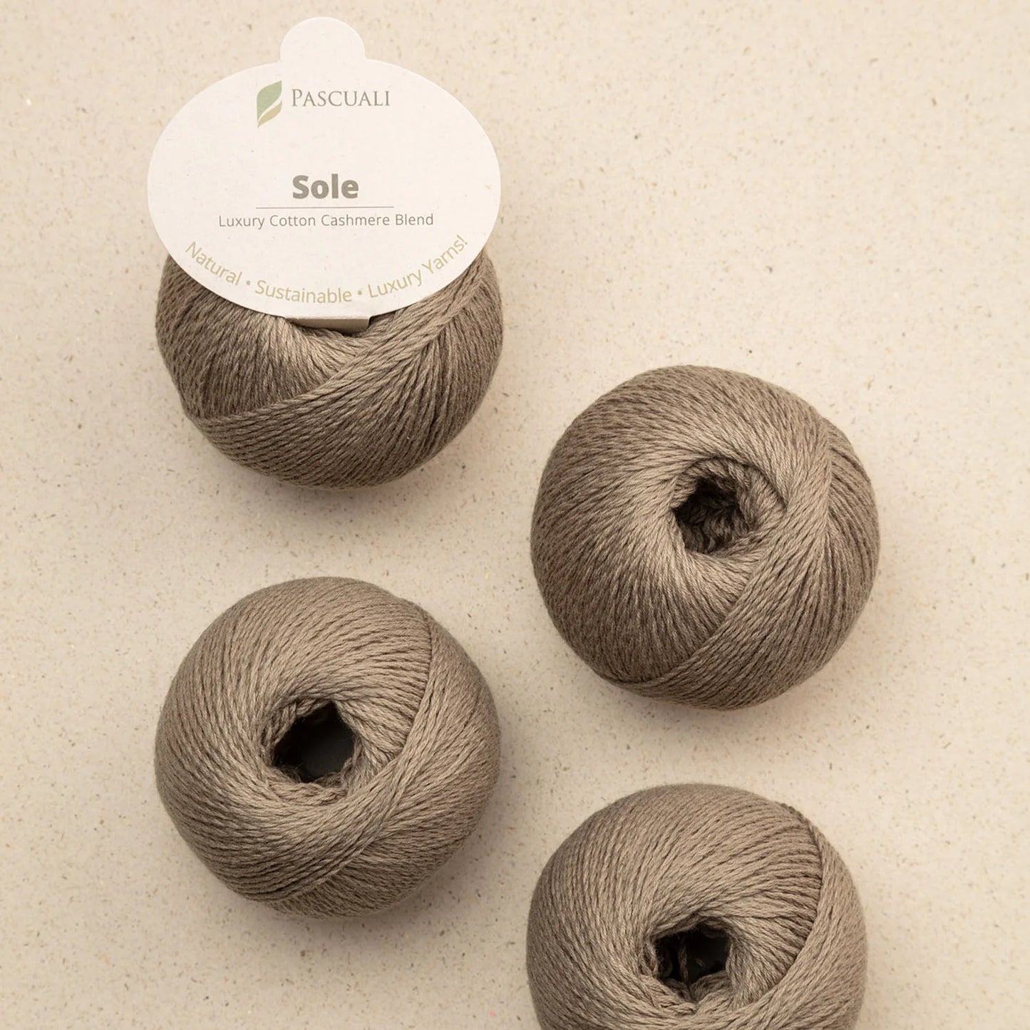 Pascuali Sole Systems luxury cotton cashmere blend yarn in natural color with soft texture