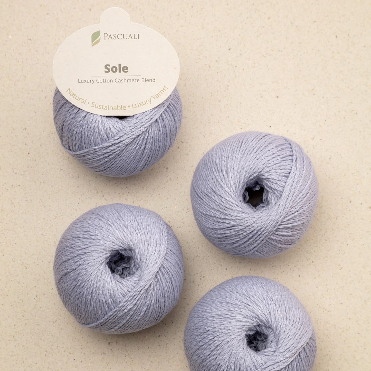 Pascuali Sole Systems Luxury Cotton Cashmere Blend Yarn in Soft Lavender Color