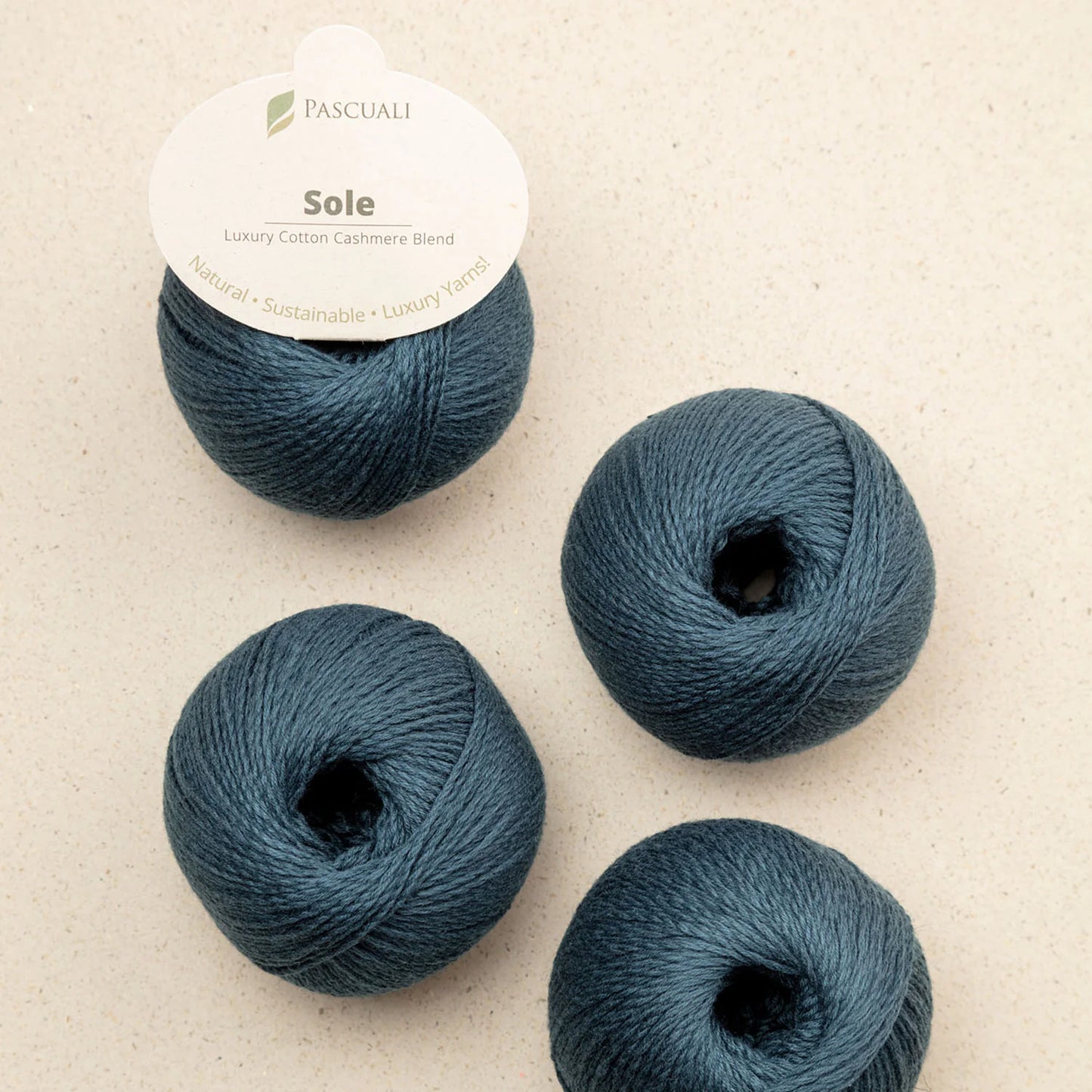 Pascuali Sole Systems Luxury Cotton Cashmere Blend Yarn in Deep Blue for High-Quality Knitting Projects