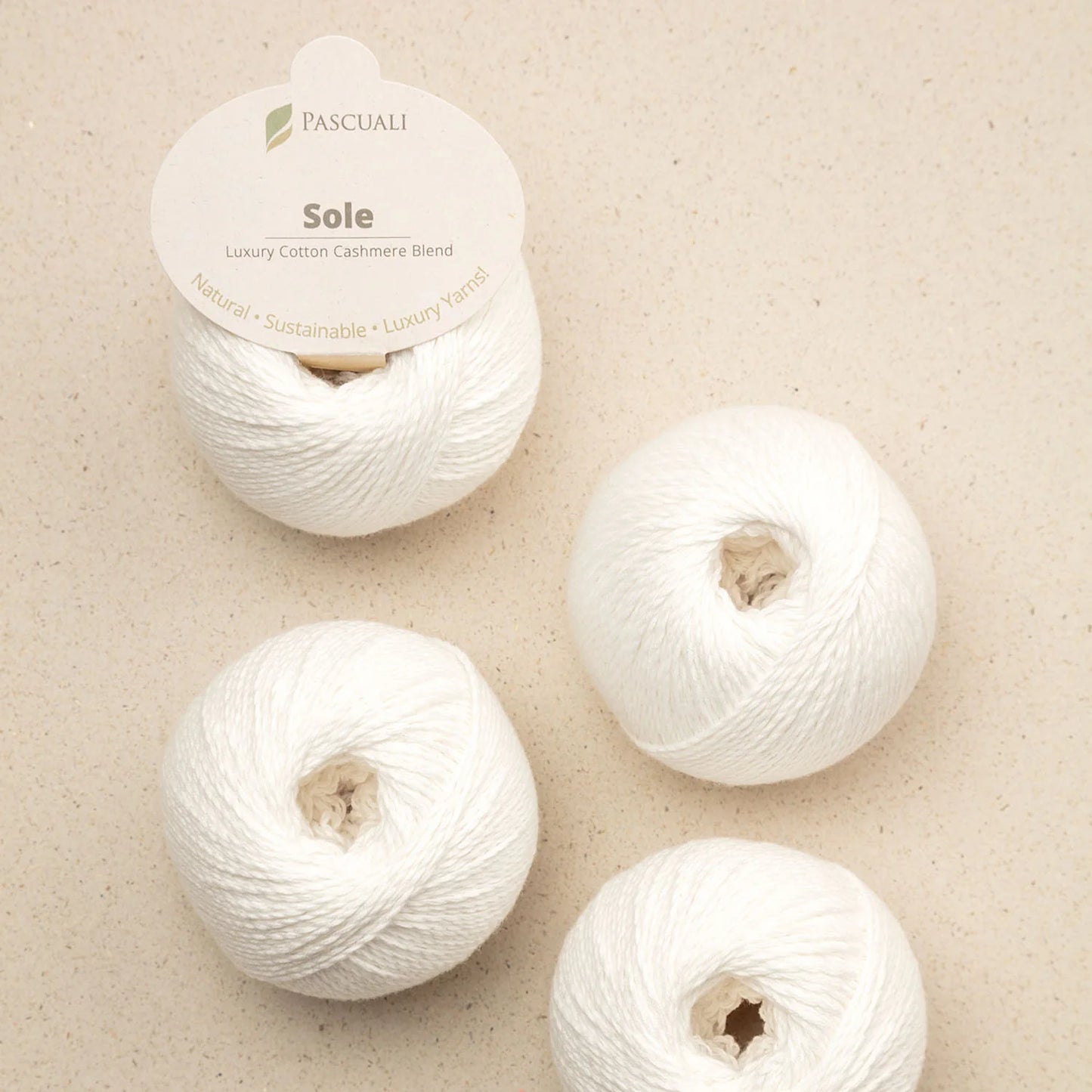 Pascuali Sole Systems Luxury Cotton Cashmere Blend Yarn in White for Knitting Projects