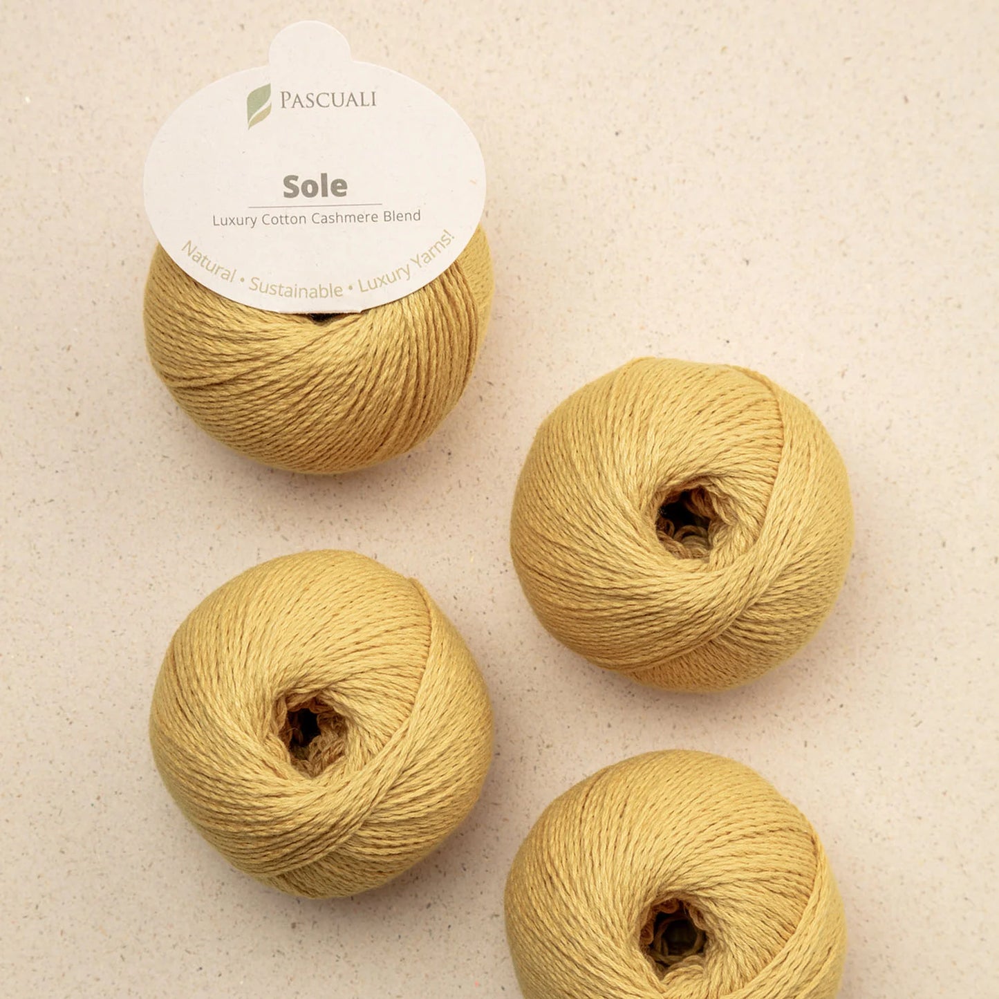 Pascuali Sole Systems Luxury Cotton Cashmere Blend Yarn in Soft Yellow for Knitting and Crochet