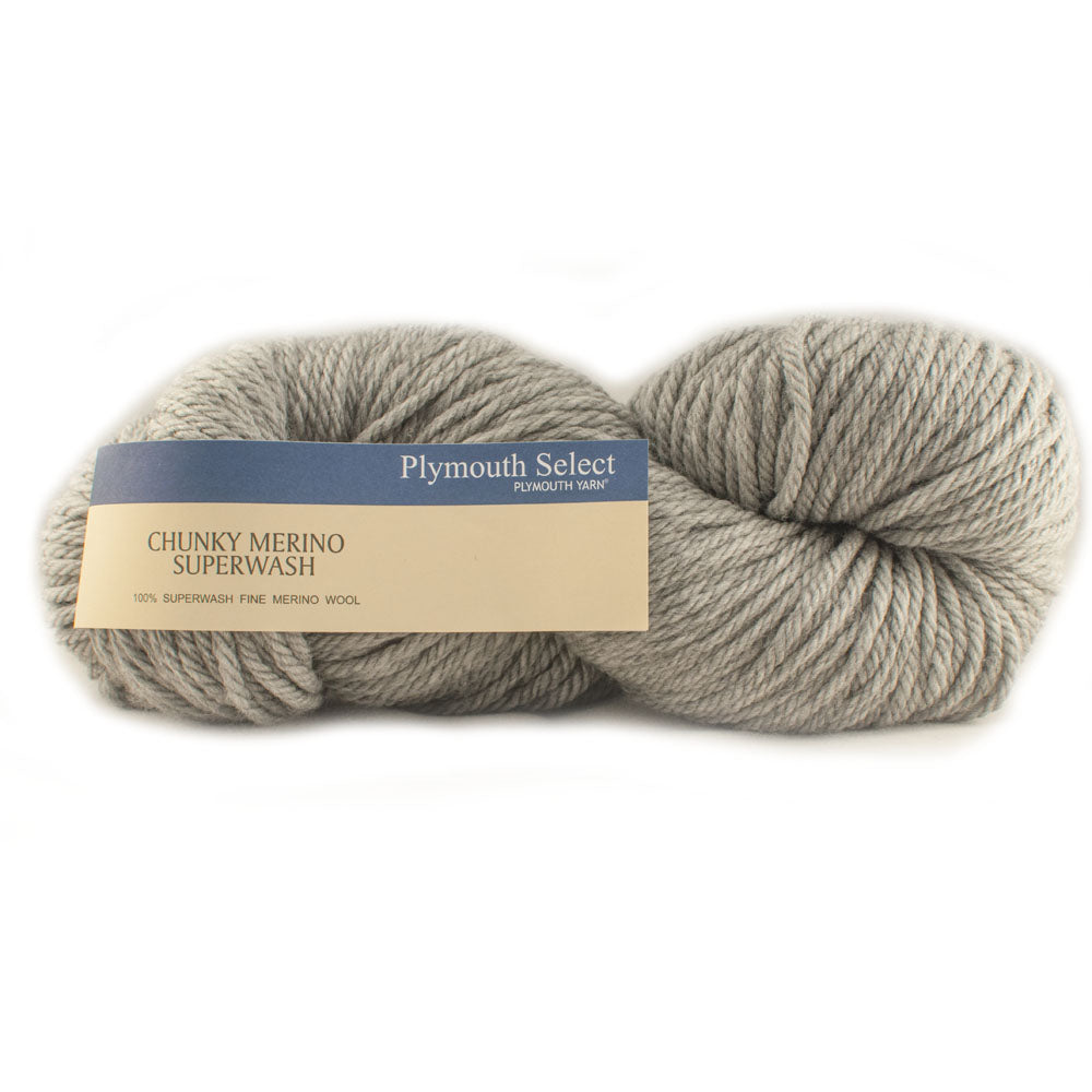 Plymouth Yarn Chunky Merino Superwash in Light Gray for cozy chunky yarn projects
