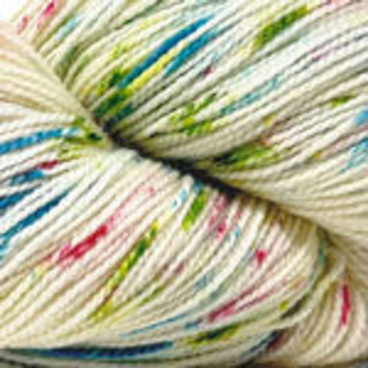 Plymouth Yarn happy feet happy multi-colored yarn in creamy white with vibrant speckles