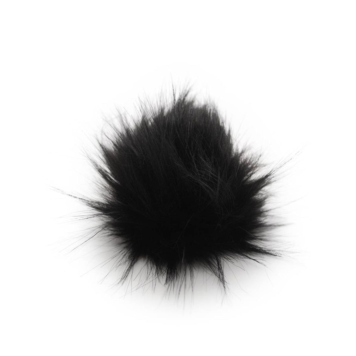 Black fluffy pom pom for crafting or as an accessory for pom dog outfits