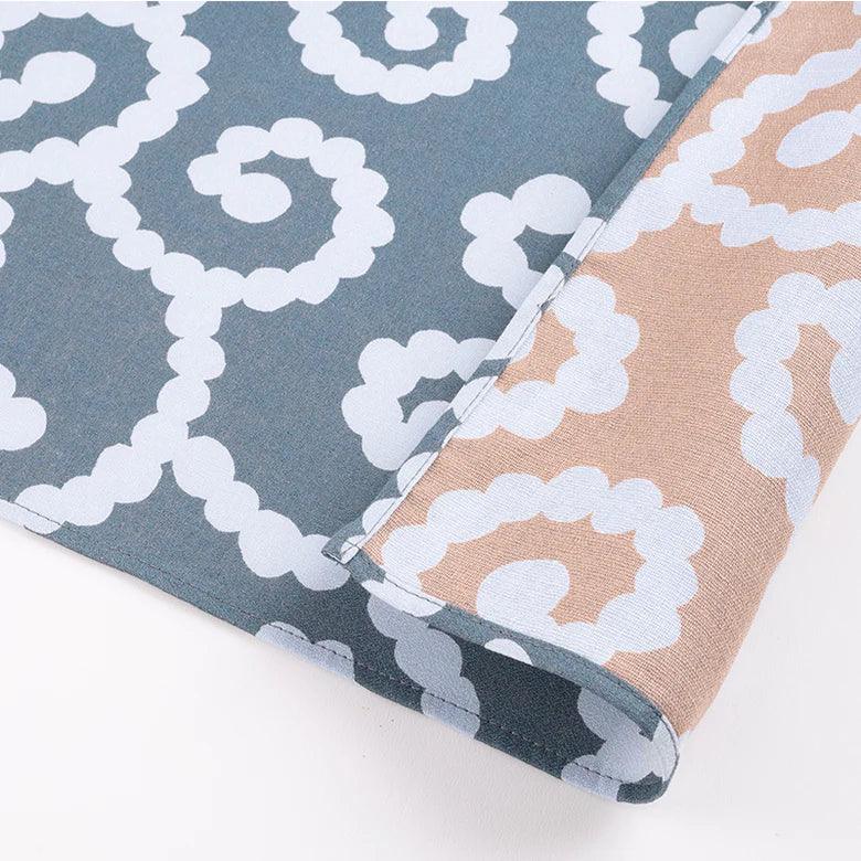 AriYARN reusable shopping bag with a stylish swirl pattern in blue and beige for eco-friendly shopping