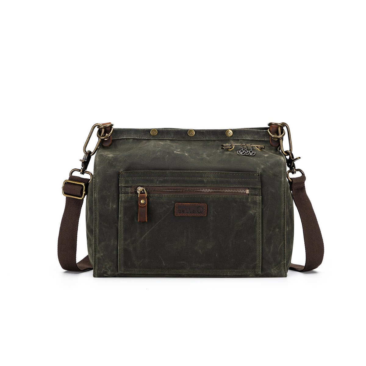 Madelinetosh Rucksack Backpack Canvas in Dark Green with Adjustable Strap and Front Pocket