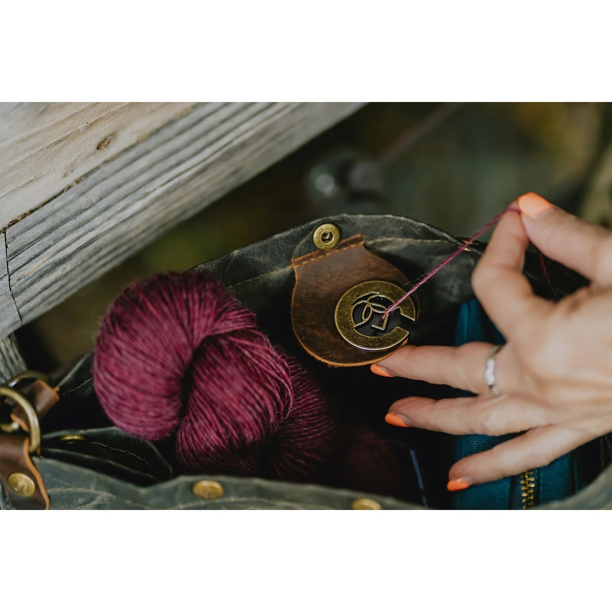 Madelinetosh rucksack backpack canvas featuring yarn and unique accessories inside