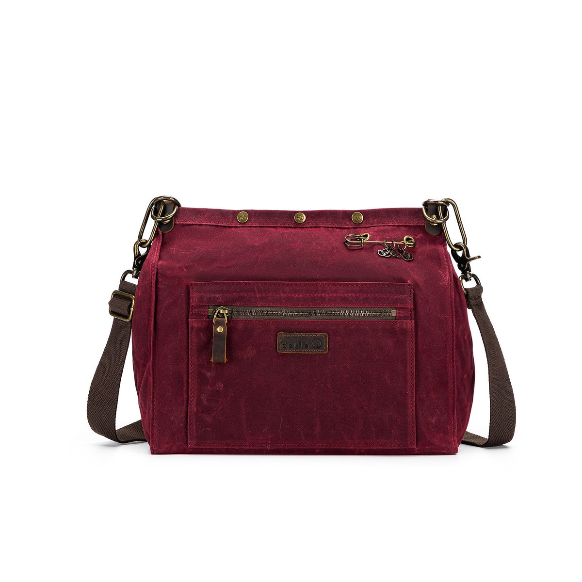 Madelinetosh Rucksack Backpack Canvas in red with adjustable strap and zippered front pocket