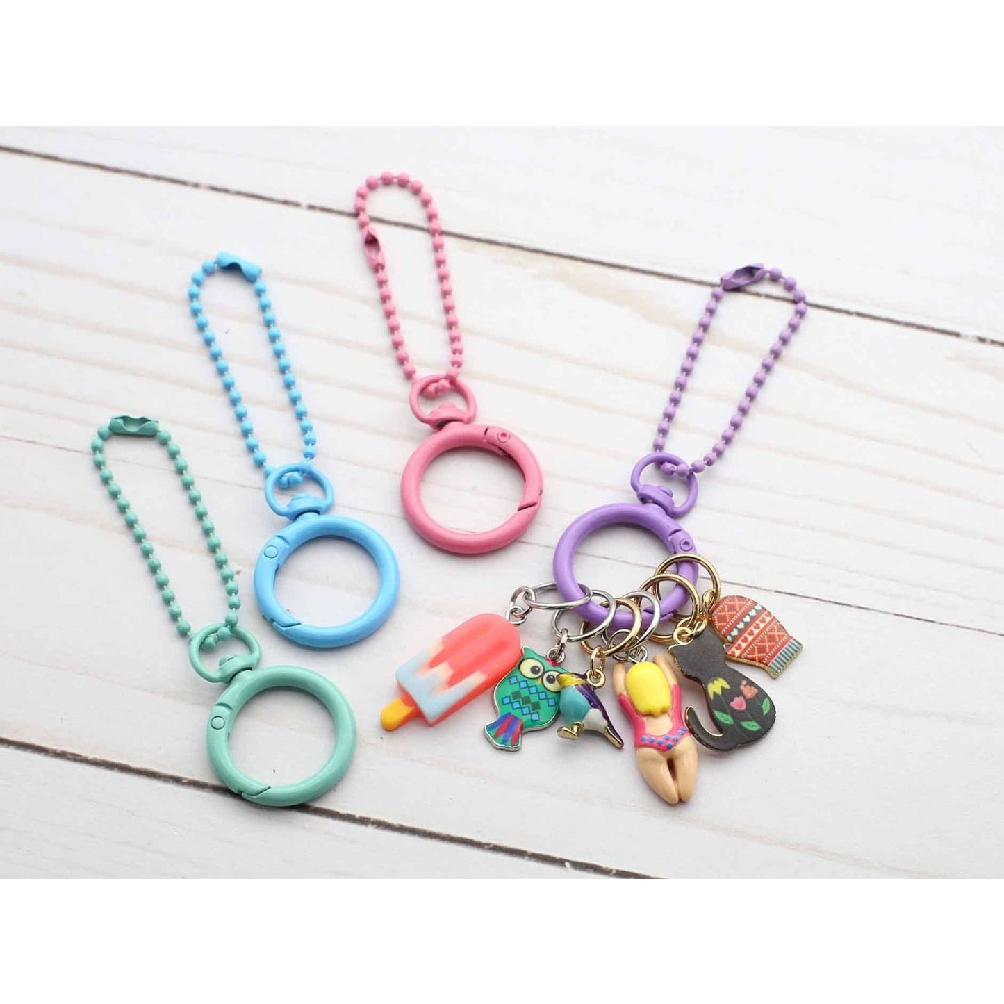 Colorful Fox & Pine Stitches stitch marker for crochet set with various fun charms