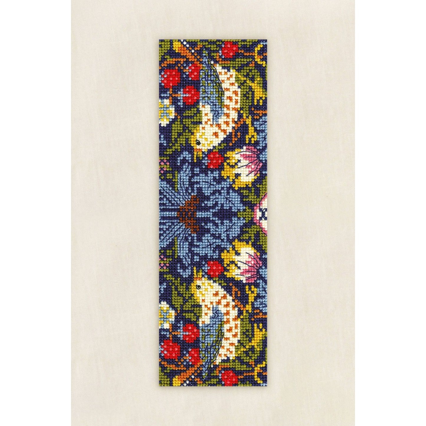 DMC cross stitch bookmark featuring colorful floral and bird designs with intricate stitches cross stitch pattern