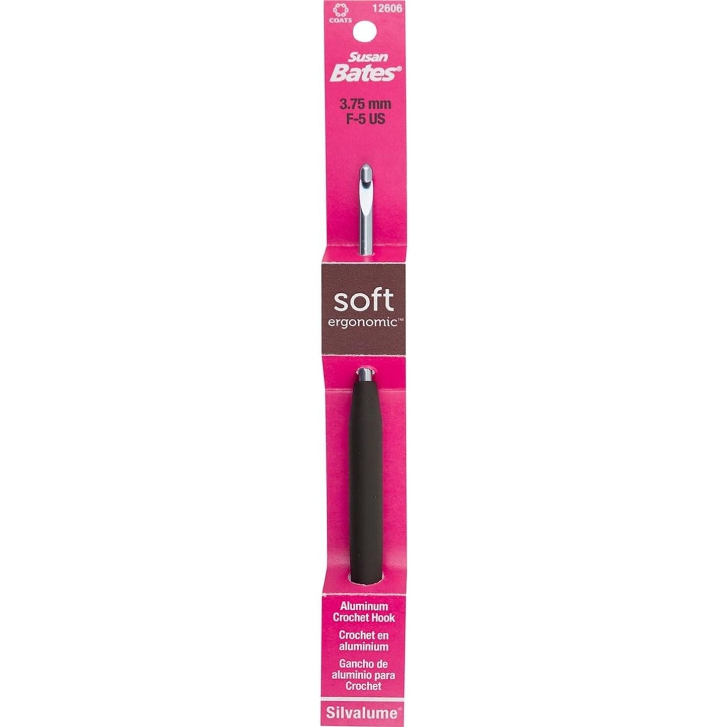 Susan Bates 3.75 mm aluminum crochet crochet hook with ergonomic handle for comfort and ease