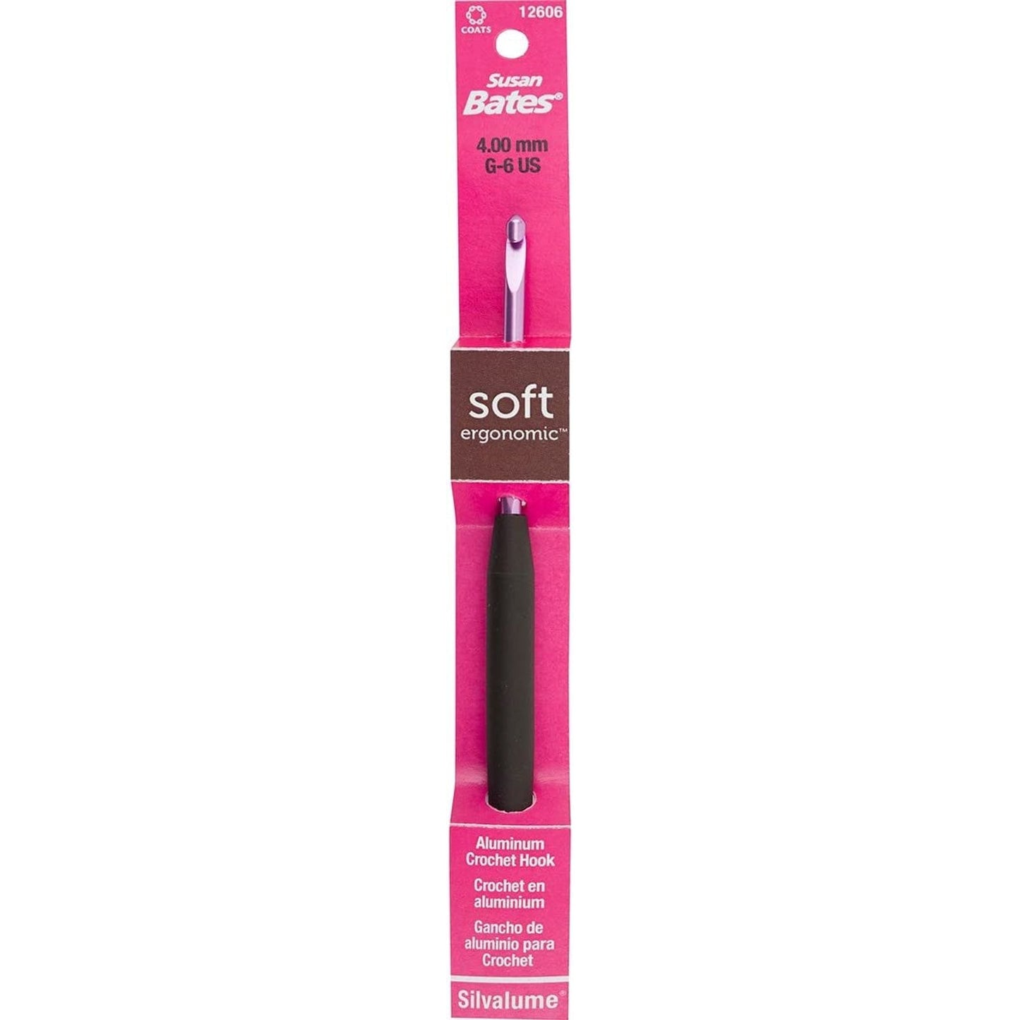 Susan Bates 4.00 mm ergonomic crochet crochet hook with aluminum design for comfortable crafting