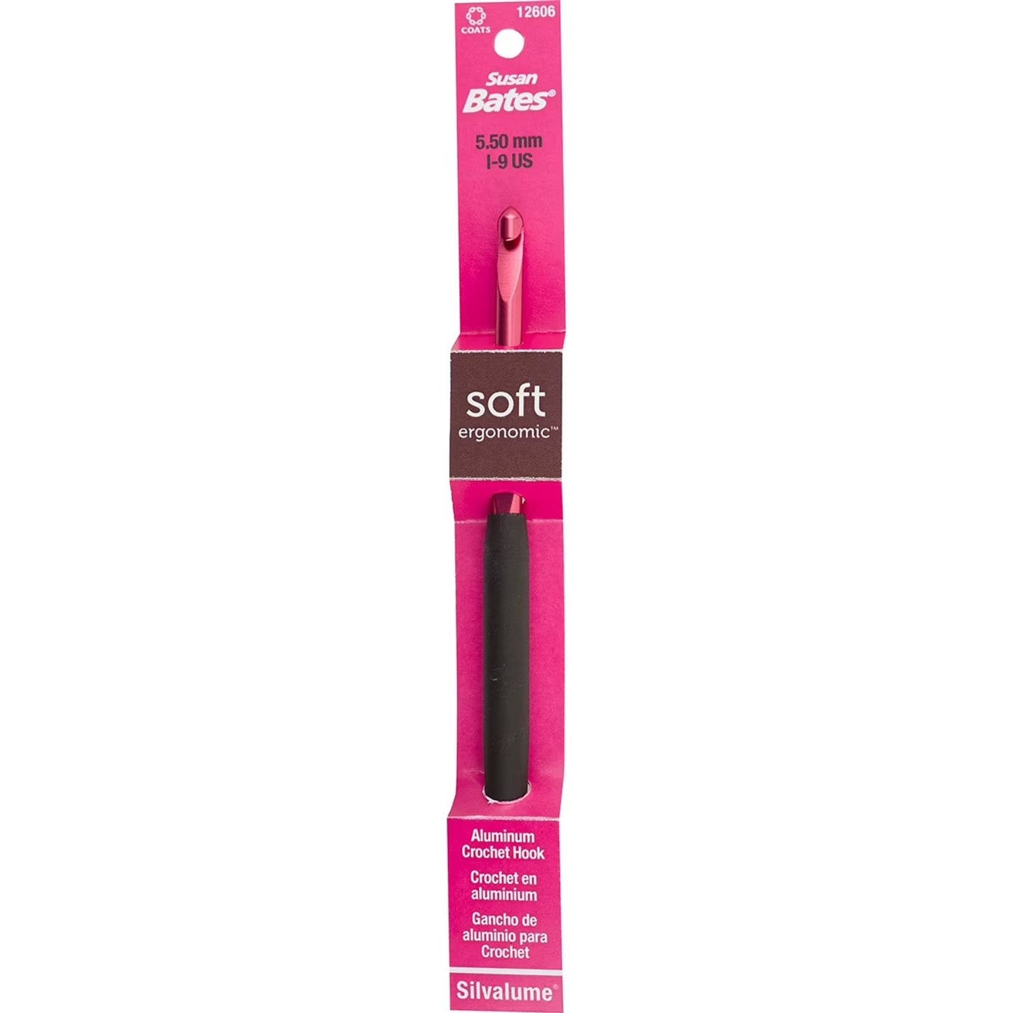 Susan Bates Soft Ergonomic 5.50 mm aluminum crochet crochet hook for comfortable crafting