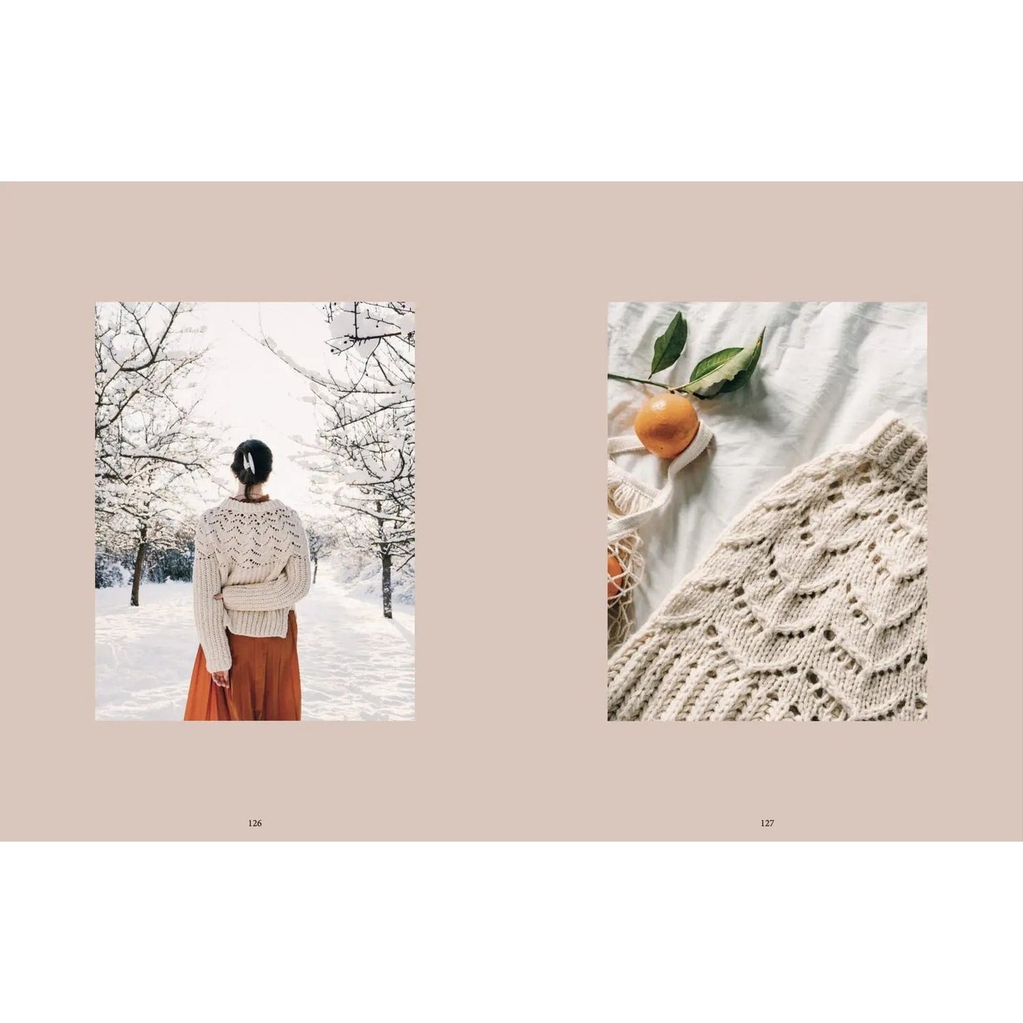 Cozy Publishing book showcasing patterns in knitting with a winter scene and detailed knit design