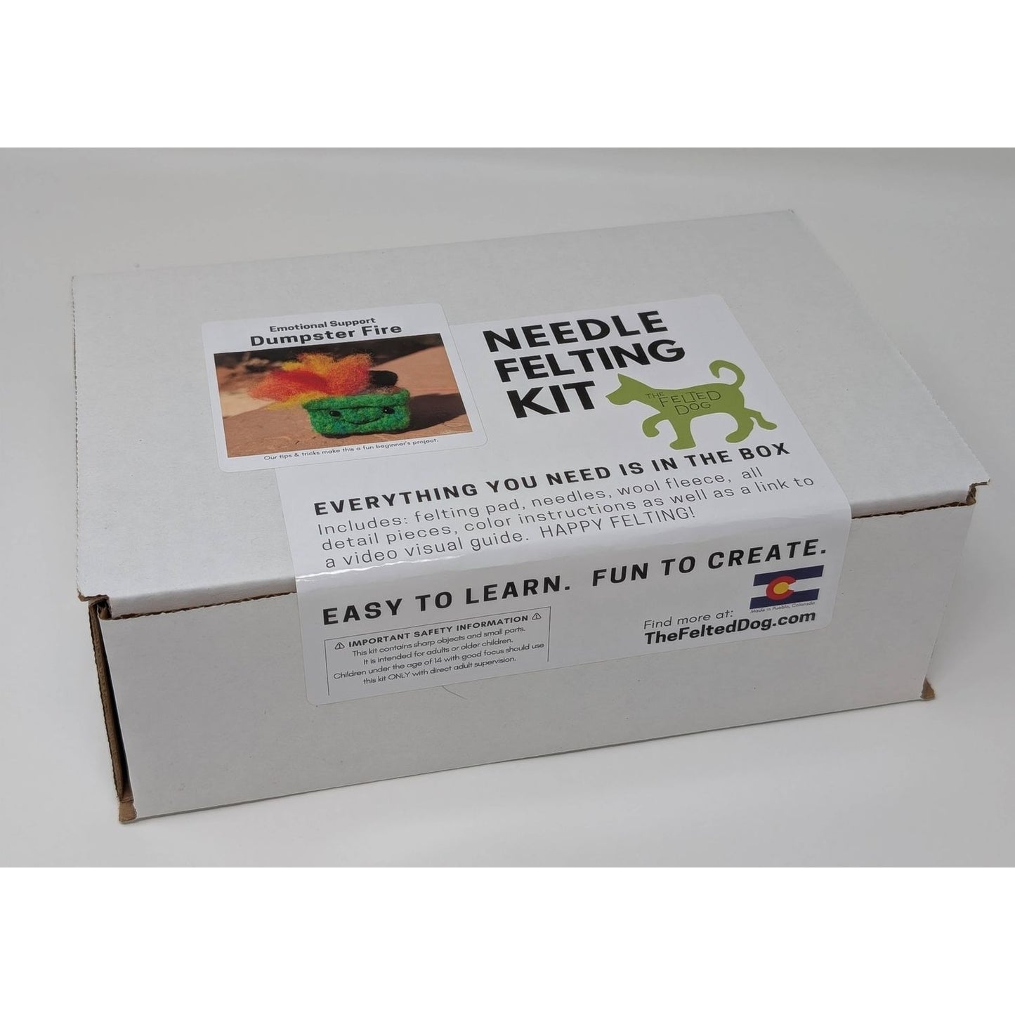 Needle Felting Kit from The Felted Dog with all materials including needle felting needles for creative projects