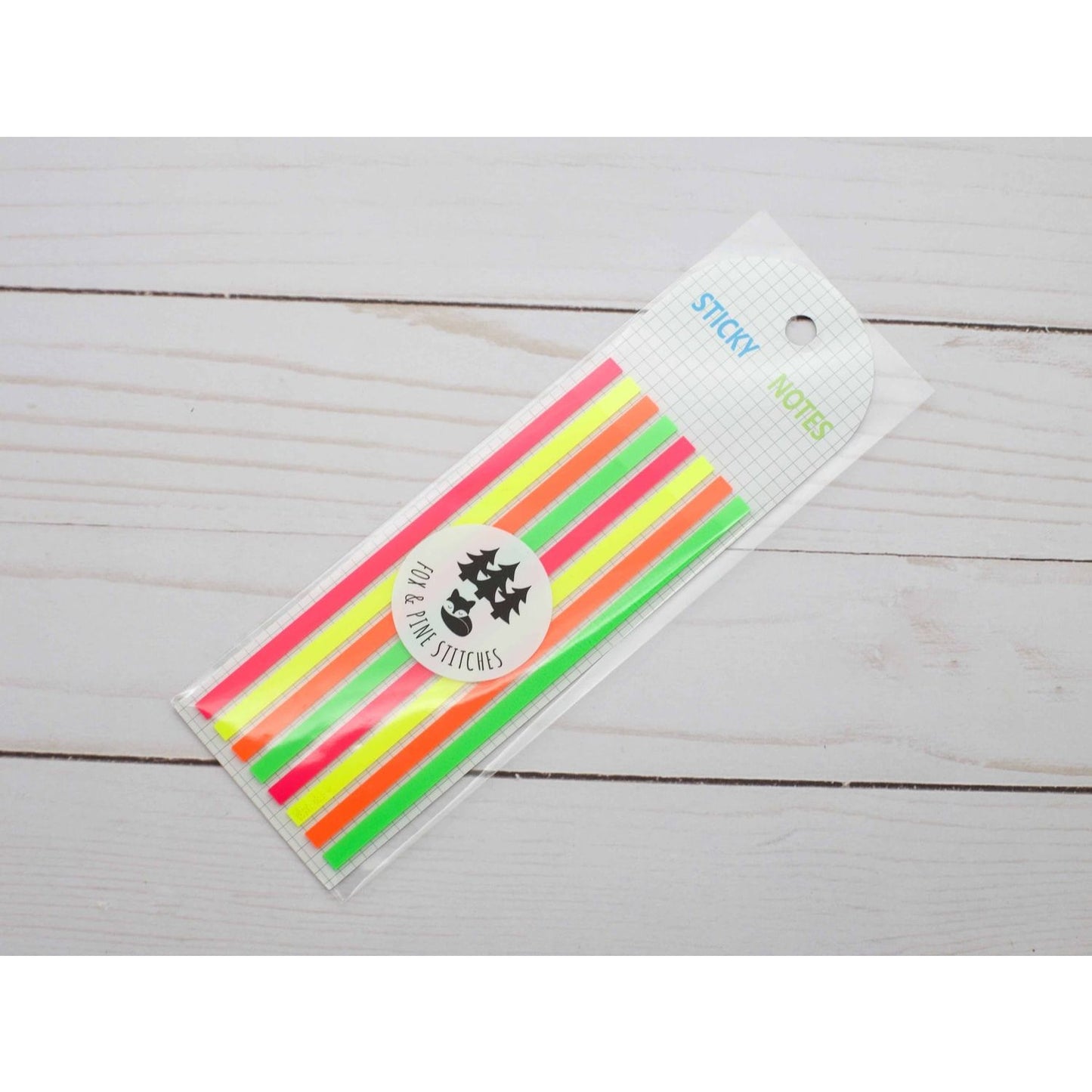 Colorful sticky notes from Fox & Pine Stitches for organizing notes and reminders about tools for stitching leather