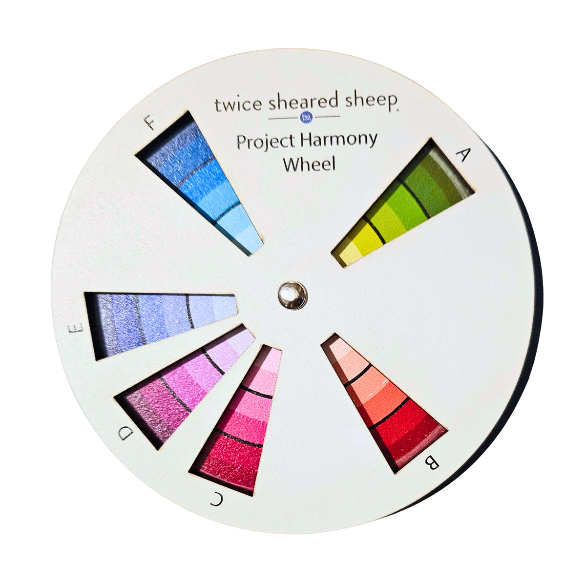 Twice Sheared Sheep Project Harmony Wheel showcasing various colors in wheel for textile and craft projects