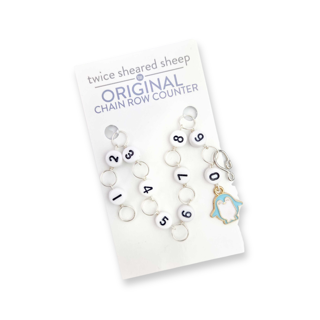 Twice Sheared Sheep Original Chain Row Counter with numbered beads in a gift box with gift