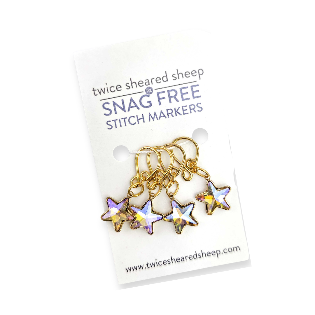 Twice Sheared Sheep Snag Free Stitch Markers in Star Shape, perfect for a gift box with gift.