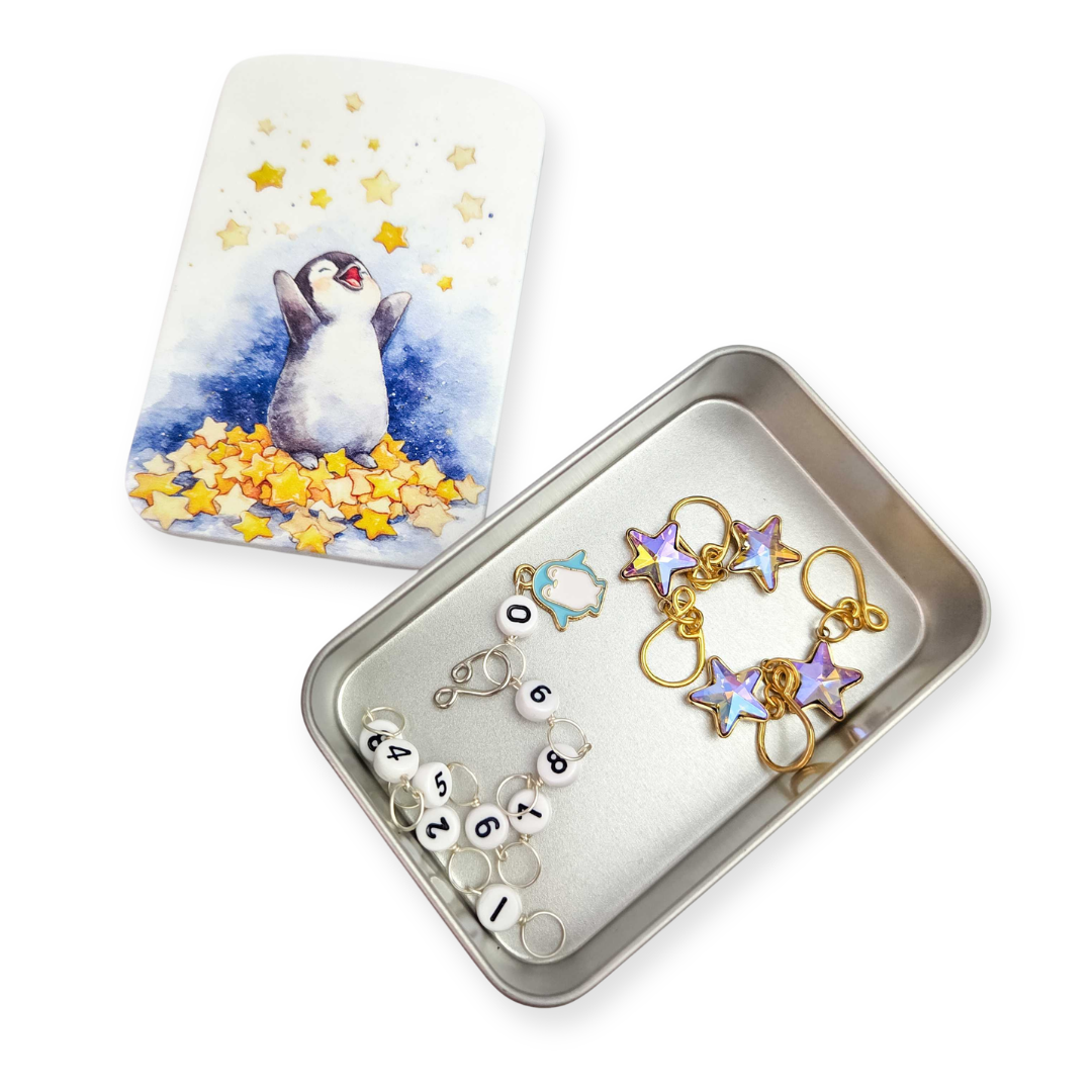 Twice Sheared Sheep gift box with gift featuring star-themed earrings and beads for crafting
