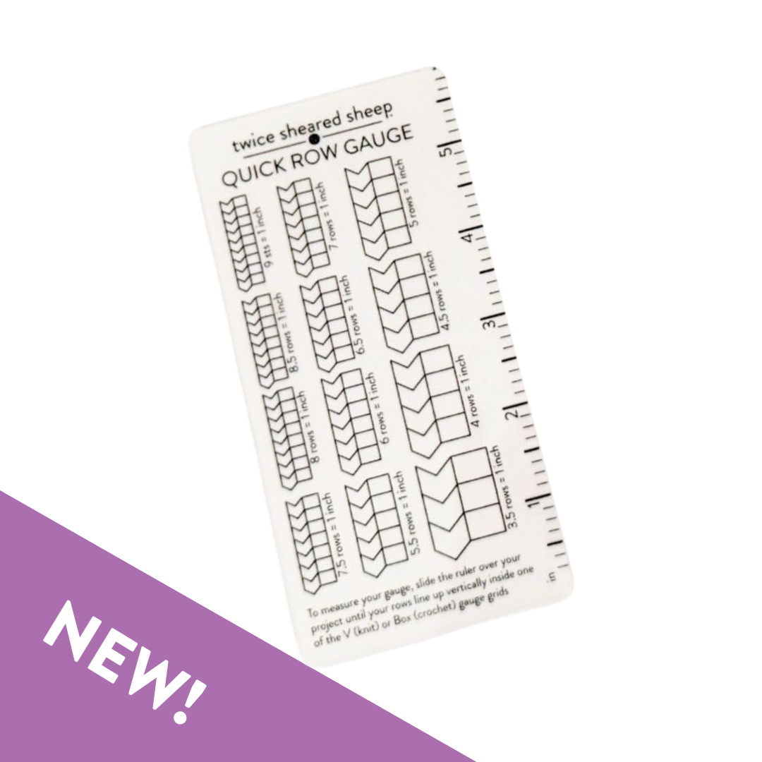 Twice Sheared Sheep knit gauge ruler with quick row measurements for precise knitting projects