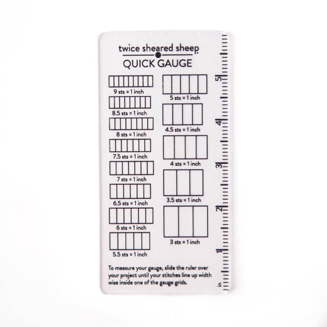 Twice Sheared Sheep Quick Gauge Tool for knitting a gauge swatch with clear measurement lines
