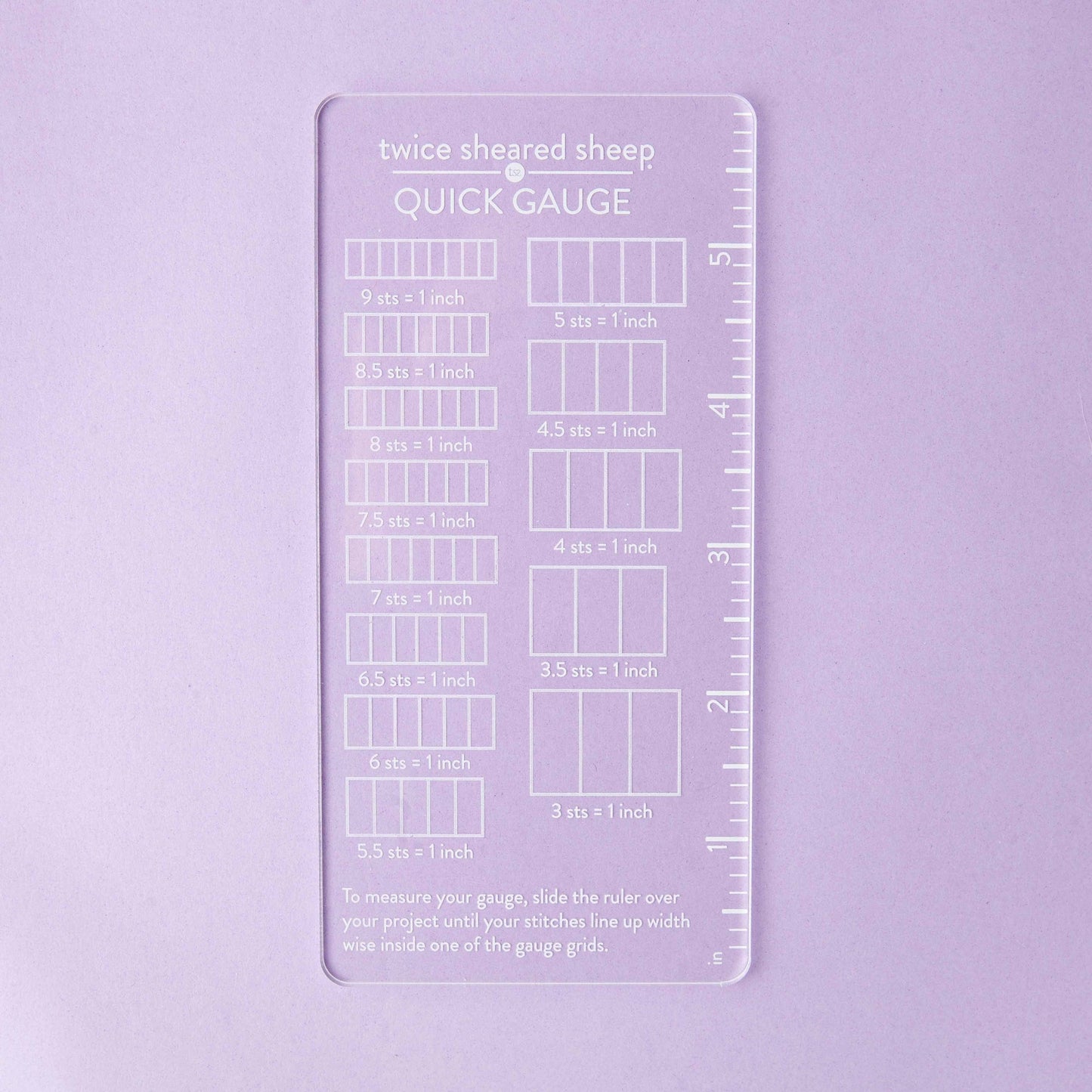 Twice Sheared Sheep Quick Gauge for knitting a gauge swatch with clear measurement markings