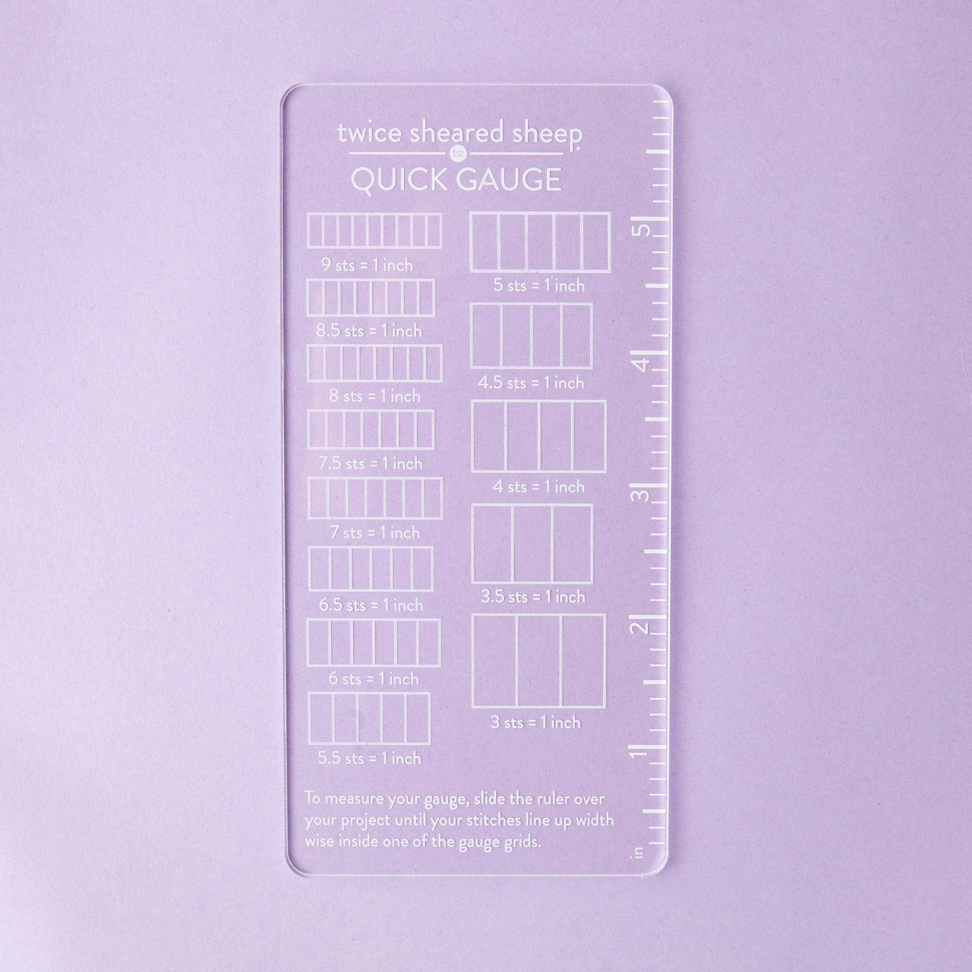 Twice Sheared Sheep Quick Gauge for knitting a gauge swatch with clear measurement markings