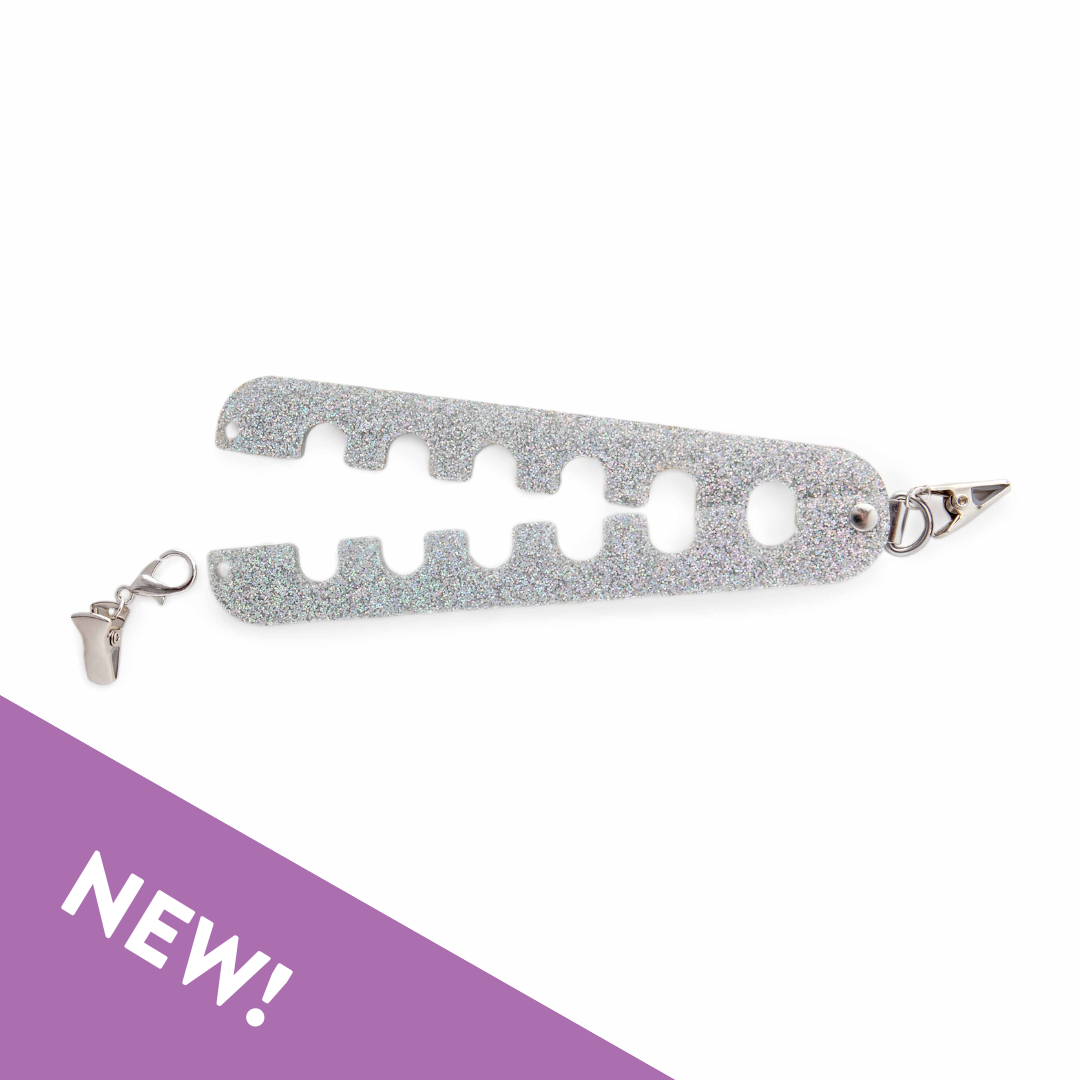 Twice Sheared Sheep Yarn Organizer Tool in Glittering Silver for yarn retailers near me