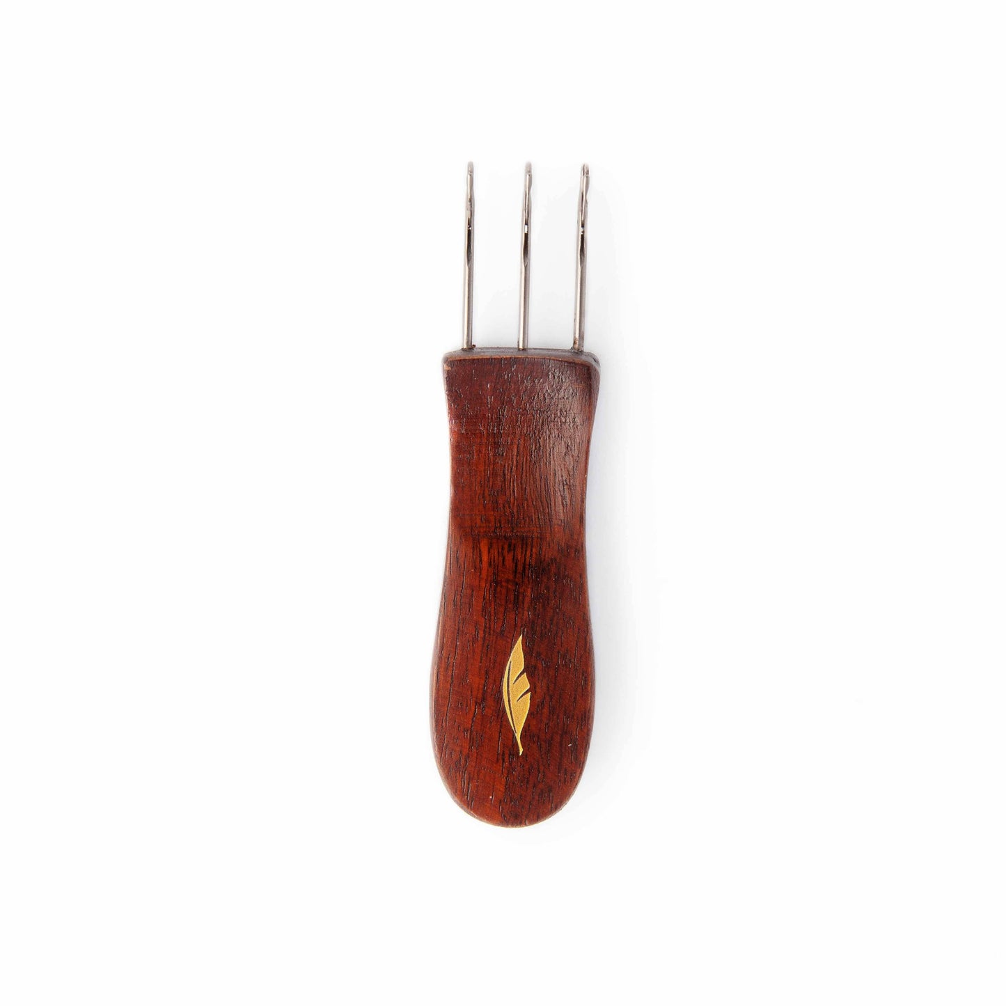 Twice Sheared Sheep i-cord tool with wooden handle and three metal prongs for crafting
