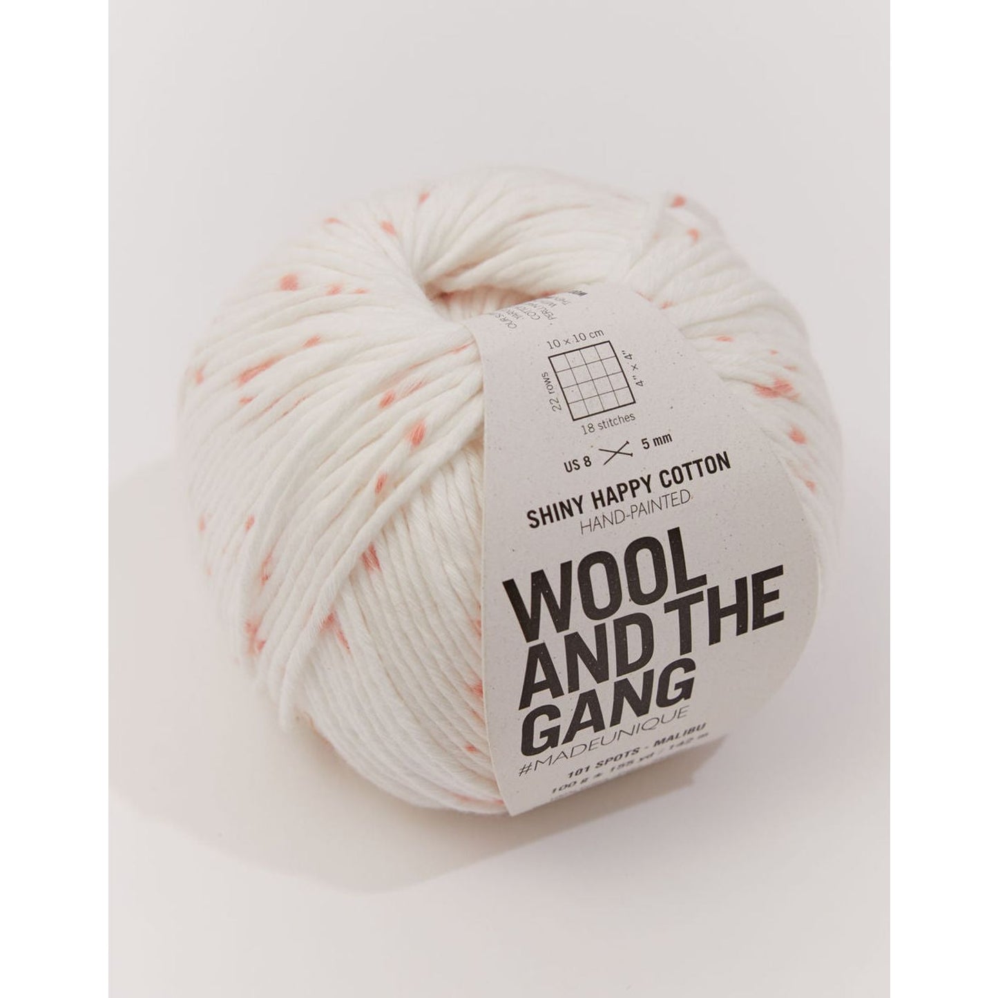 Berroco Shiny Happy Cotton Yarn in White with Unique Hand-Painted Dots, Ideal for Creators of Cotton and Yarn Projects