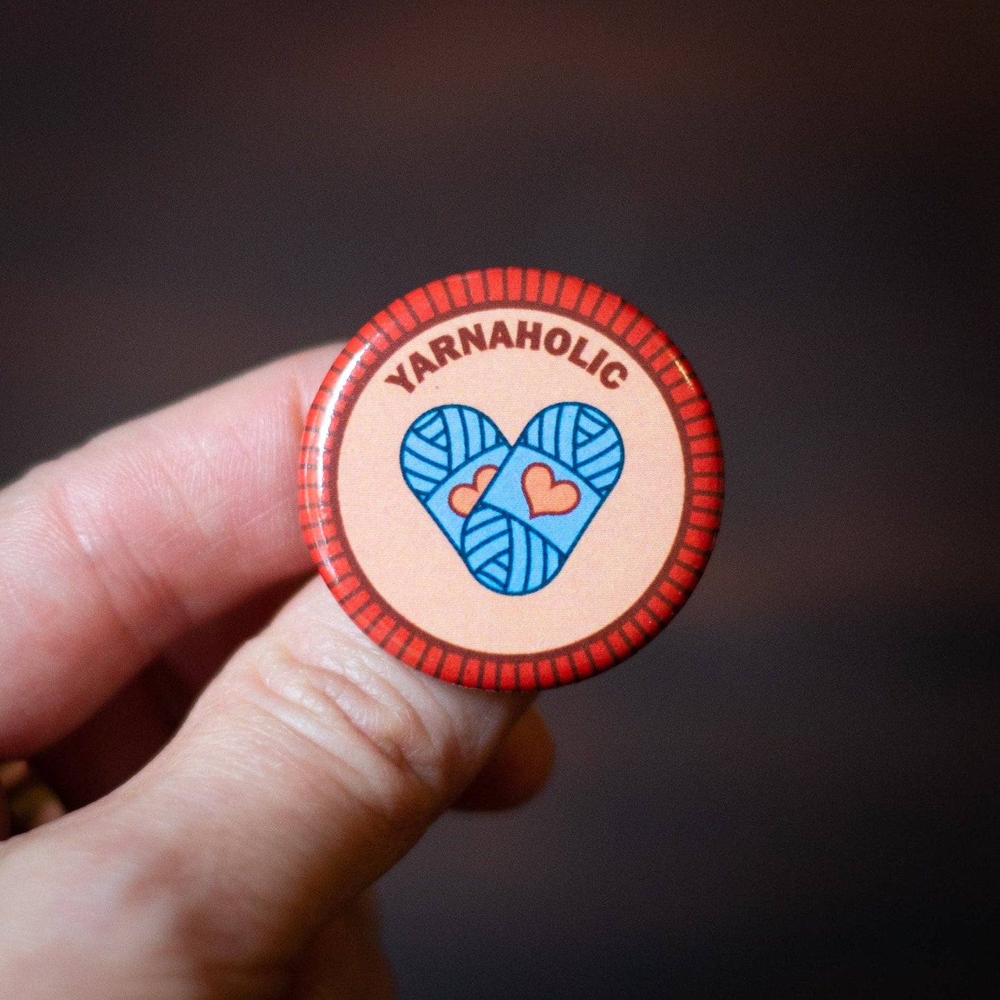 Yarnaholic Button with Heart and Yarn Design for Yarn Retailers Near Me Enthusiasts